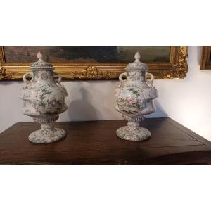 Pair Of Moustier Vases