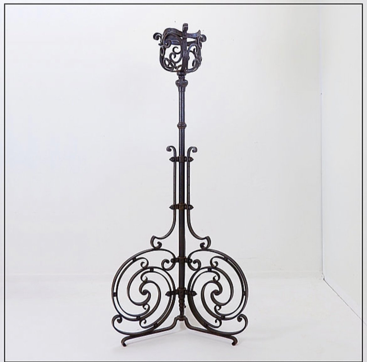 Art Nouveau Wrought Iron Tripod Floor Candle Holder