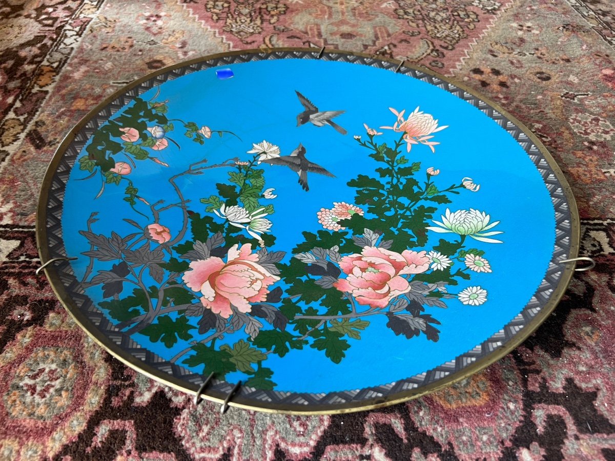 Coupe Aux Oiseaux Et Fleurs En émaux Cloisonnés, Japon Meiji-photo-2