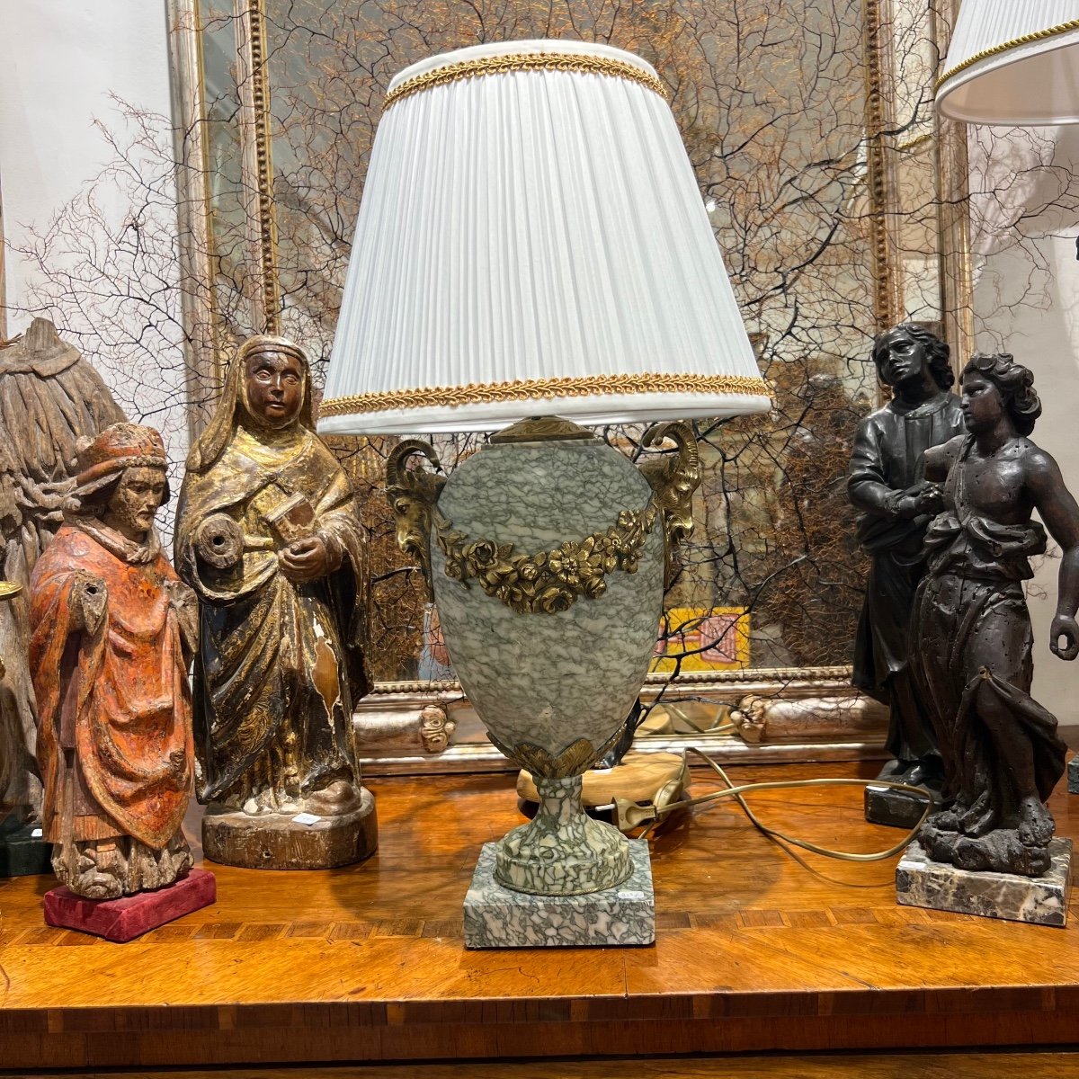 Lampe En Marbre Et Bronze Doré Napoleon III-photo-1