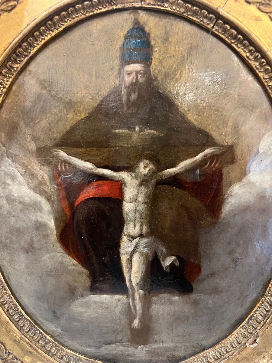 Oil On Copper, The Trinity, 17th Century-photo-3