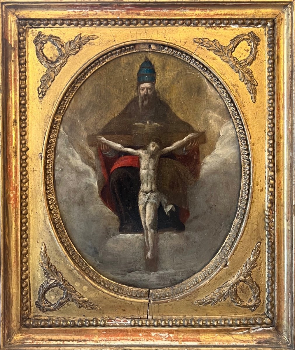 Oil On Copper, The Trinity, 17th Century