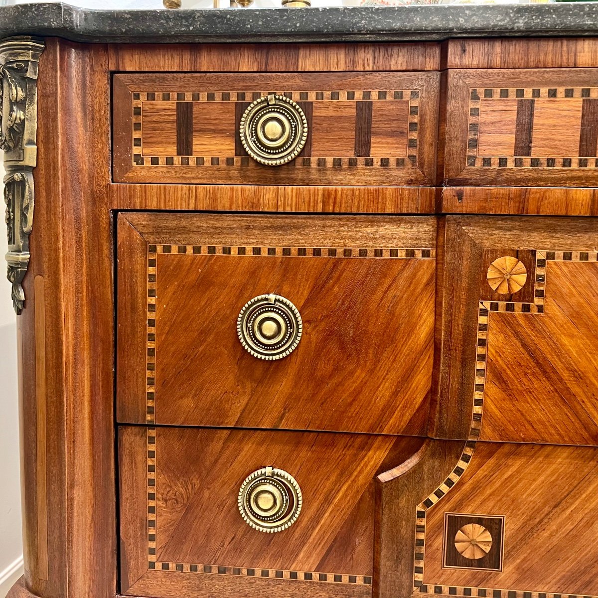 Transition Style Inlaid Chest Of Drawers, Late 19th Century -photo-3