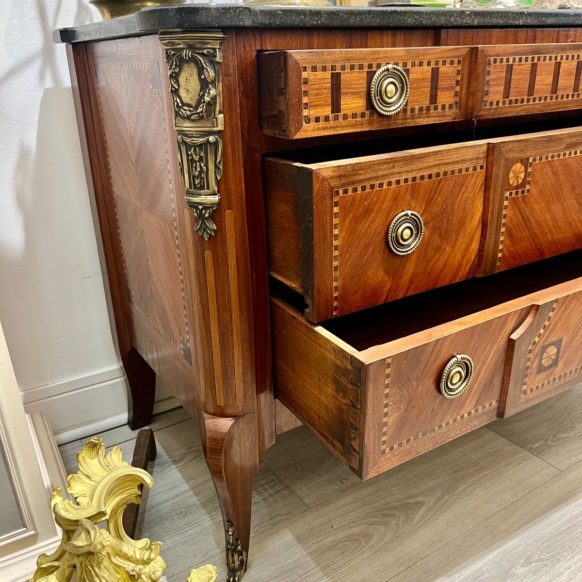 Transition Style Inlaid Chest Of Drawers, Late 19th Century -photo-2