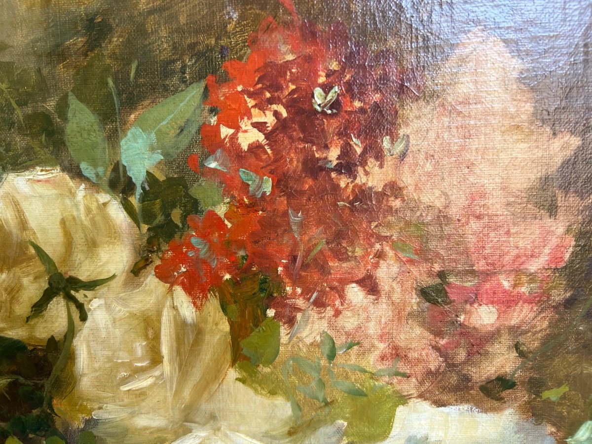 Bouquet Of Roses Painting, 19th Century -photo-2