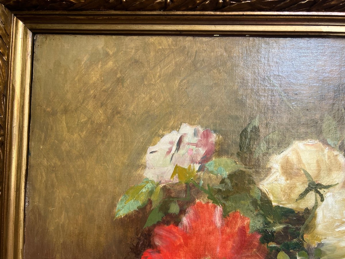 Bouquet Of Roses Painting, 19th Century -photo-4