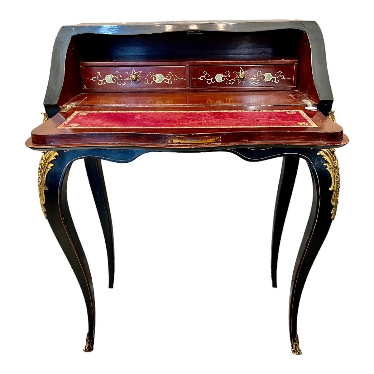 Louis XV Style Sloping Secretary In Chinese Lacquer-photo-4