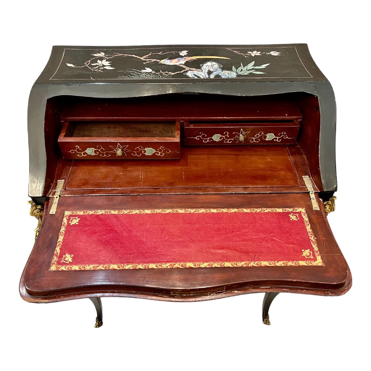 Louis XV Style Sloping Secretary In Chinese Lacquer-photo-5