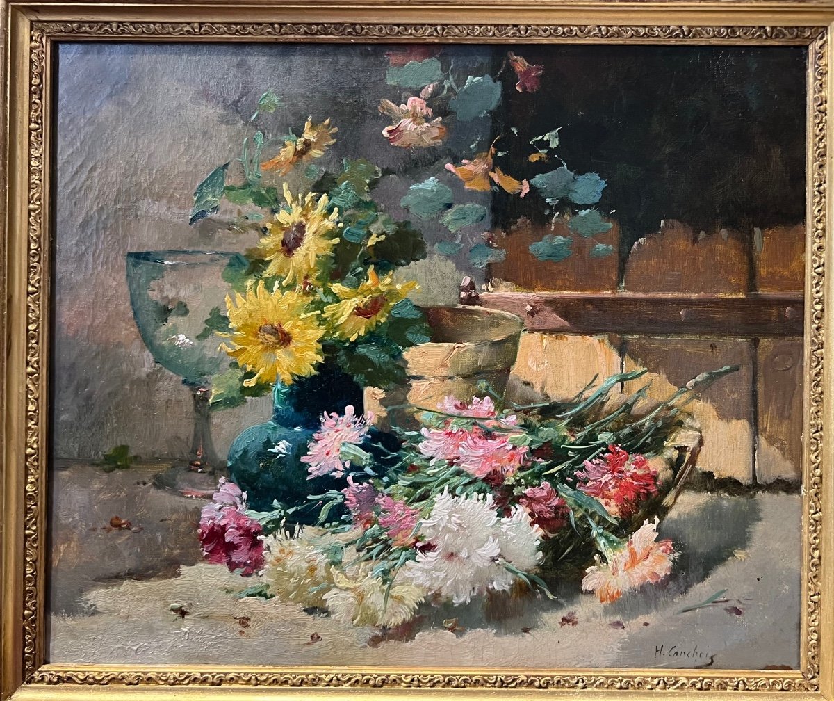 Painting Still Life With Flowers, Henri Cauchois-photo-2