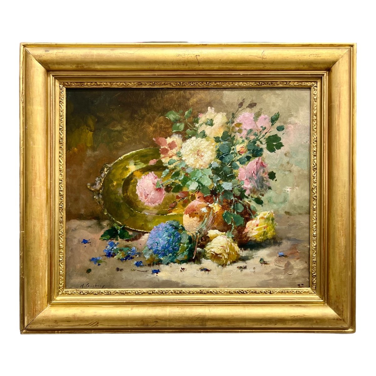 Painting Bouquet Of Flowers, Henri Cauchois-photo-2