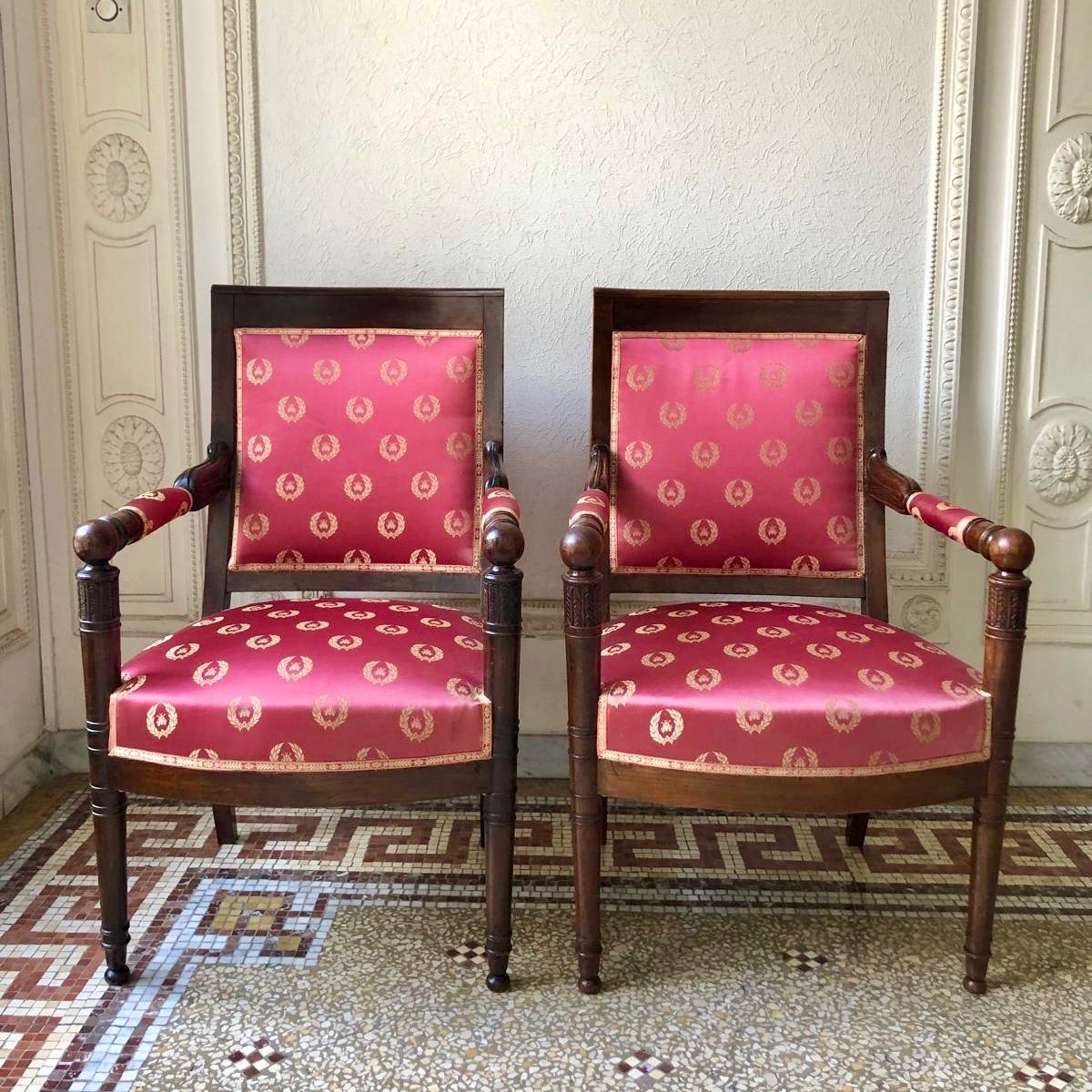 Pair Of Empire Mahogany Armchairs