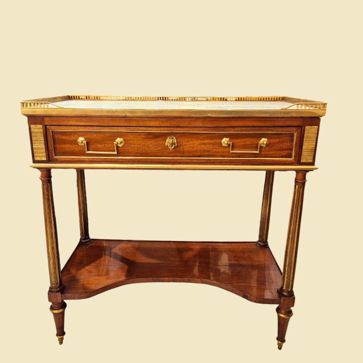 Louis XVI Period Mahogany, Marble And Gilt Bronze Console Table, 18th Century-photo-2