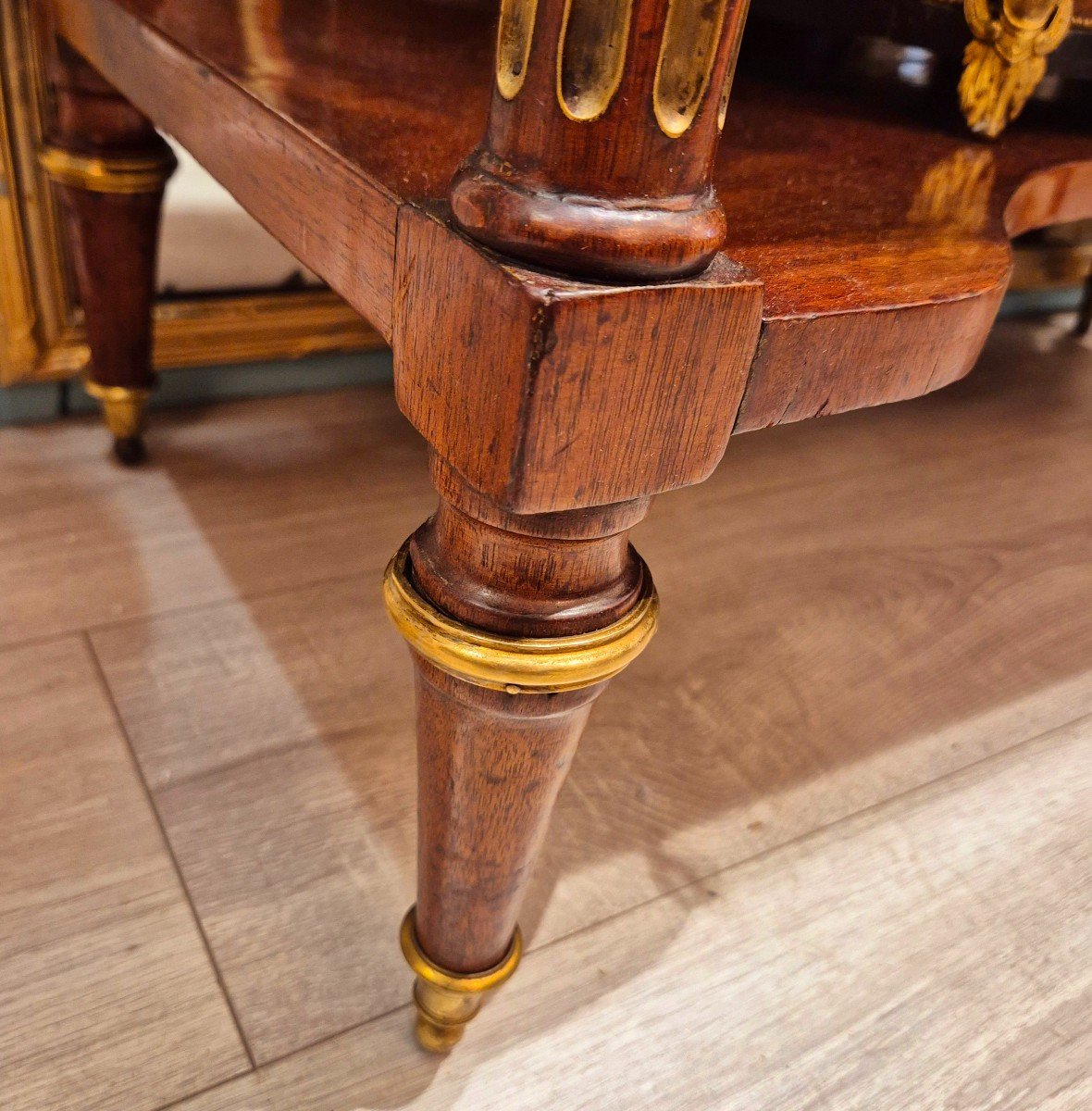 Louis XVI Period Mahogany, Marble And Gilt Bronze Console Table, 18th Century-photo-2