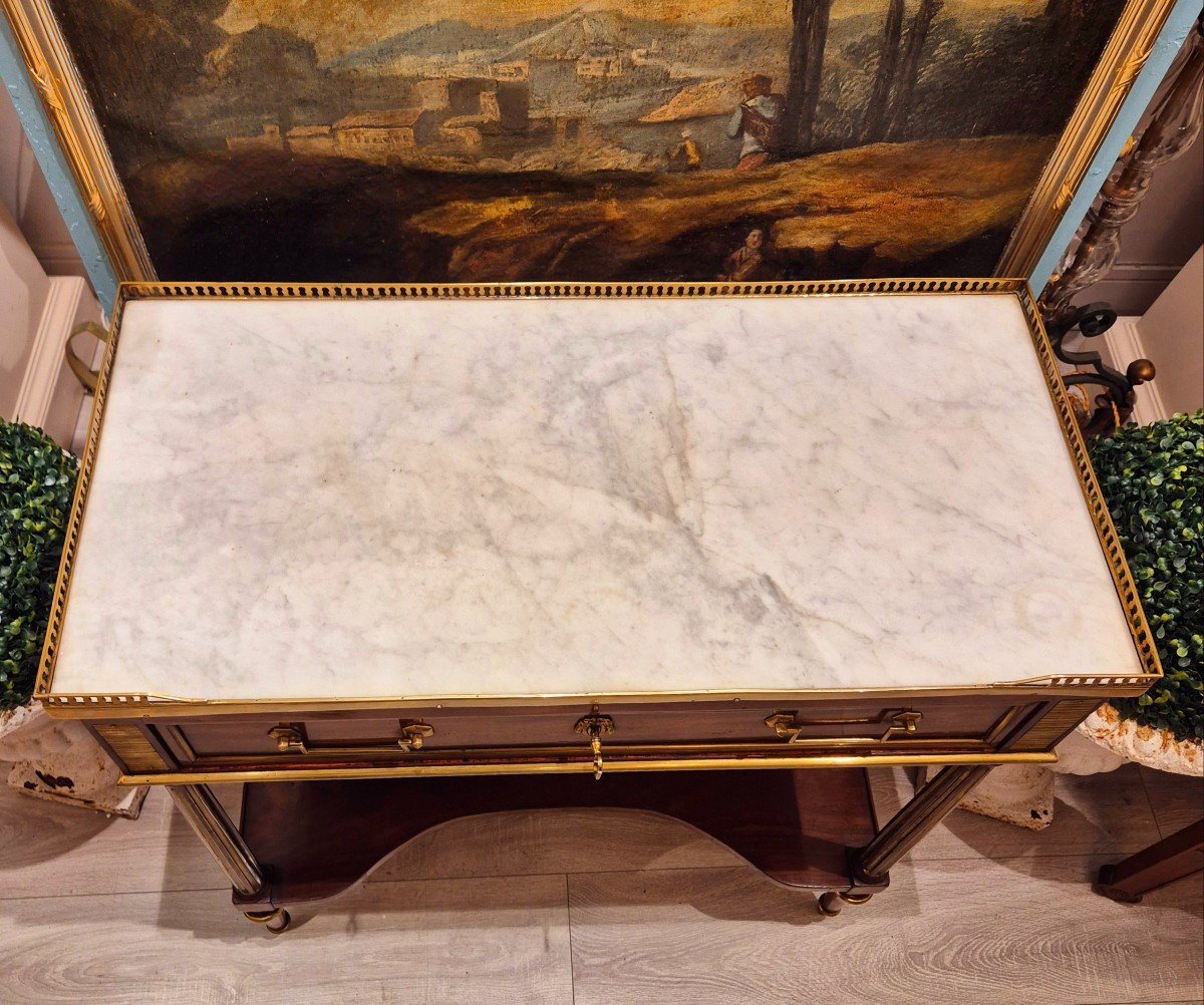 Louis XVI Period Mahogany, Marble And Gilt Bronze Console Table, 18th Century-photo-5