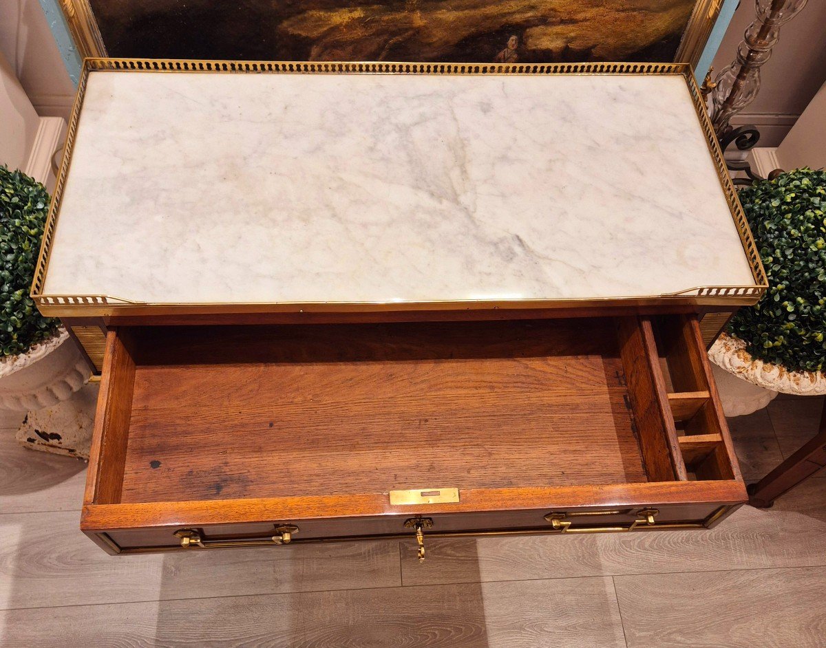 Louis XVI Period Mahogany, Marble And Gilt Bronze Console Table, 18th Century-photo-7