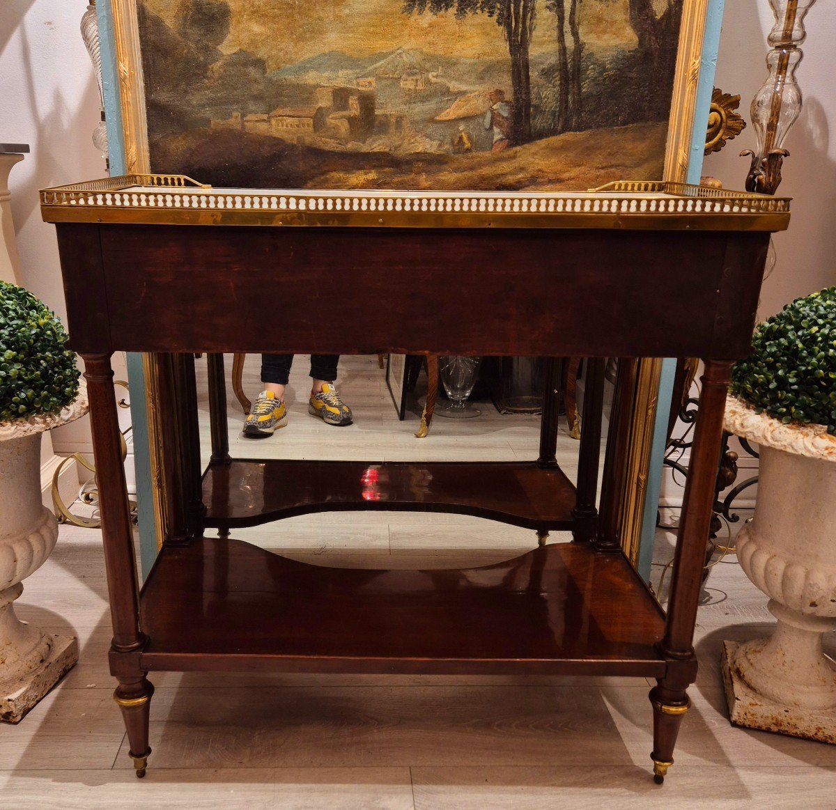 Louis XVI Period Mahogany, Marble And Gilt Bronze Console Table, 18th Century-photo-8