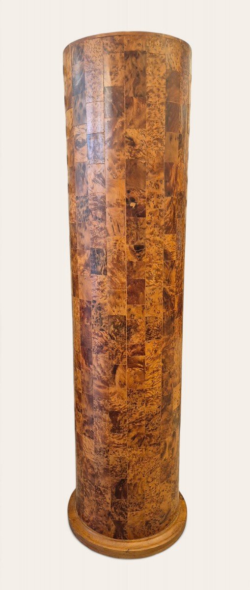 Large Art Deco Column Stand In Amboyna Burl, 1940-photo-4