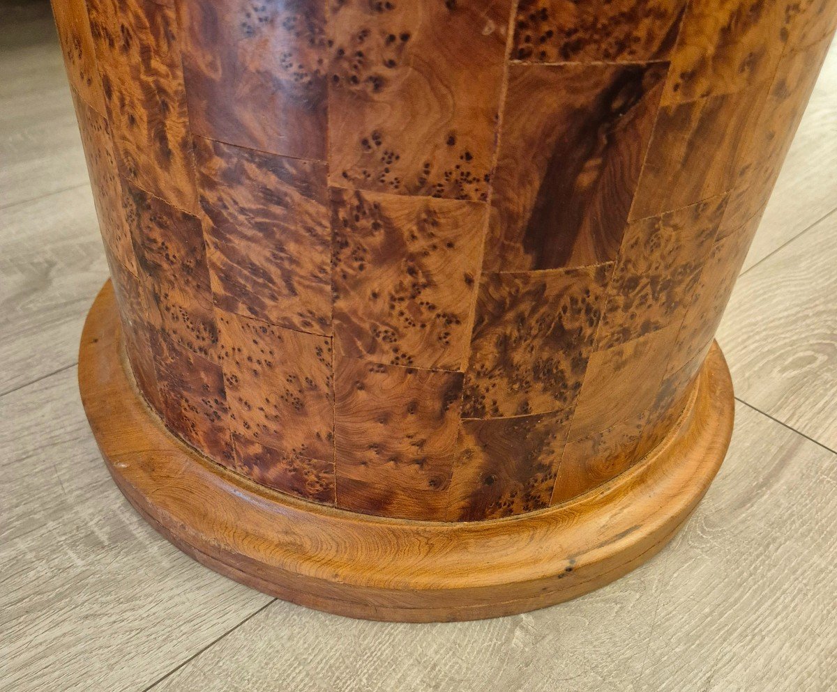 Large Art Deco Column Stand In Amboyna Burl, 1940-photo-3