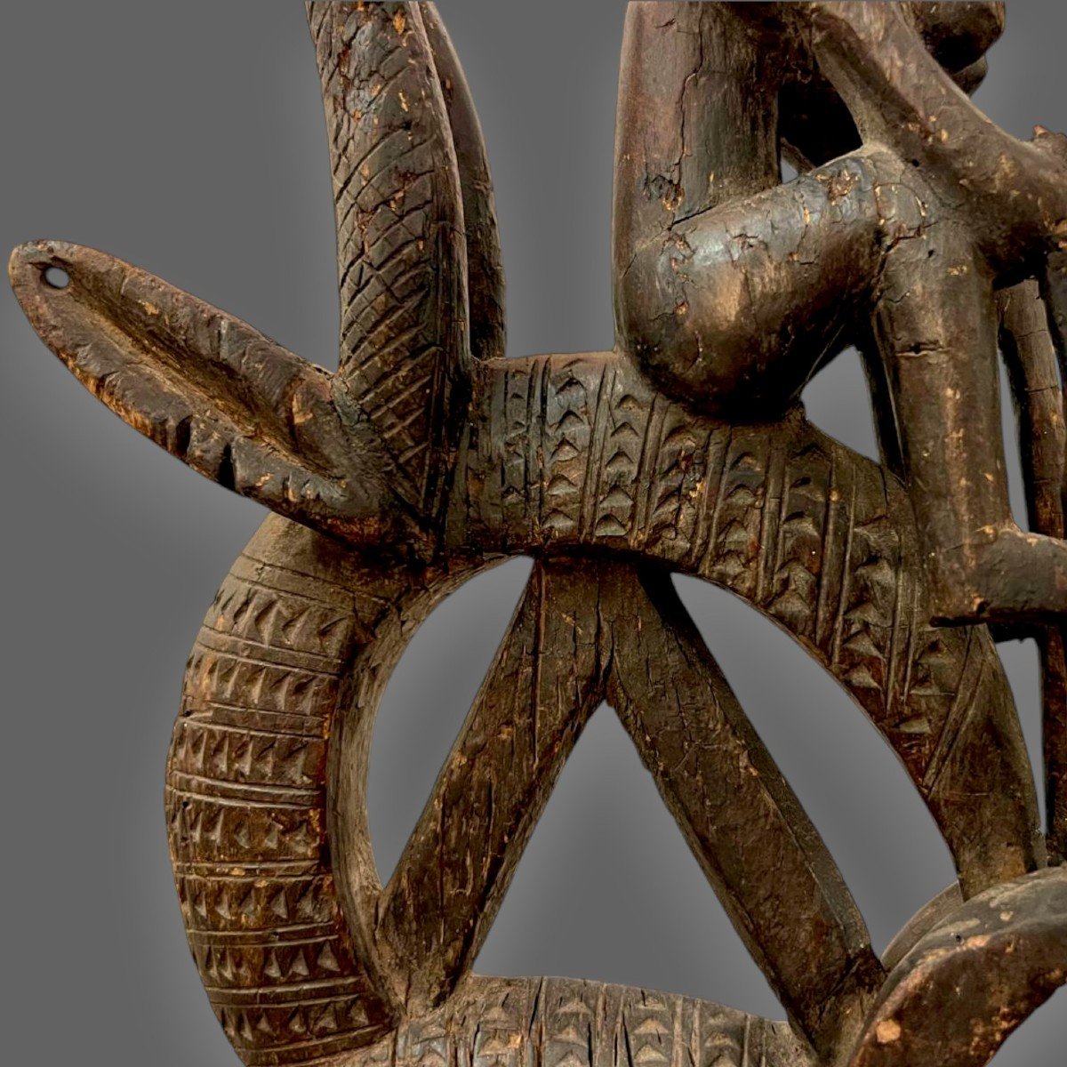 Ciwara Bambara Headdress In Carved Wood And Basketwork, Mali, Early 20th Century-photo-5