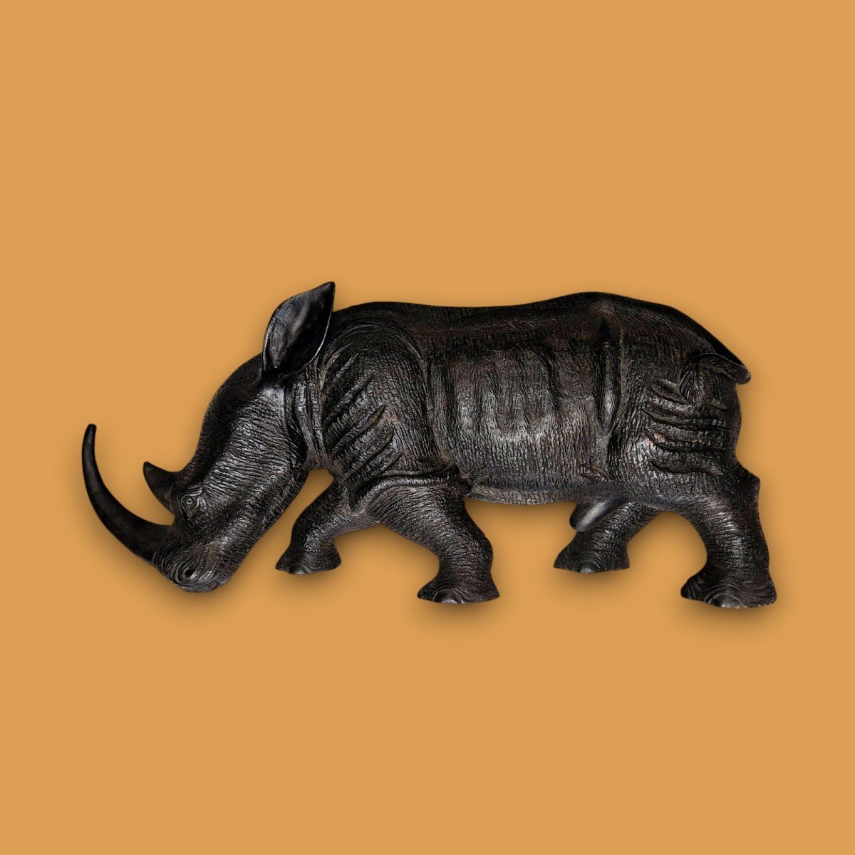 Carved Wooden Rhinoceros, Circa 1950 -photo-5