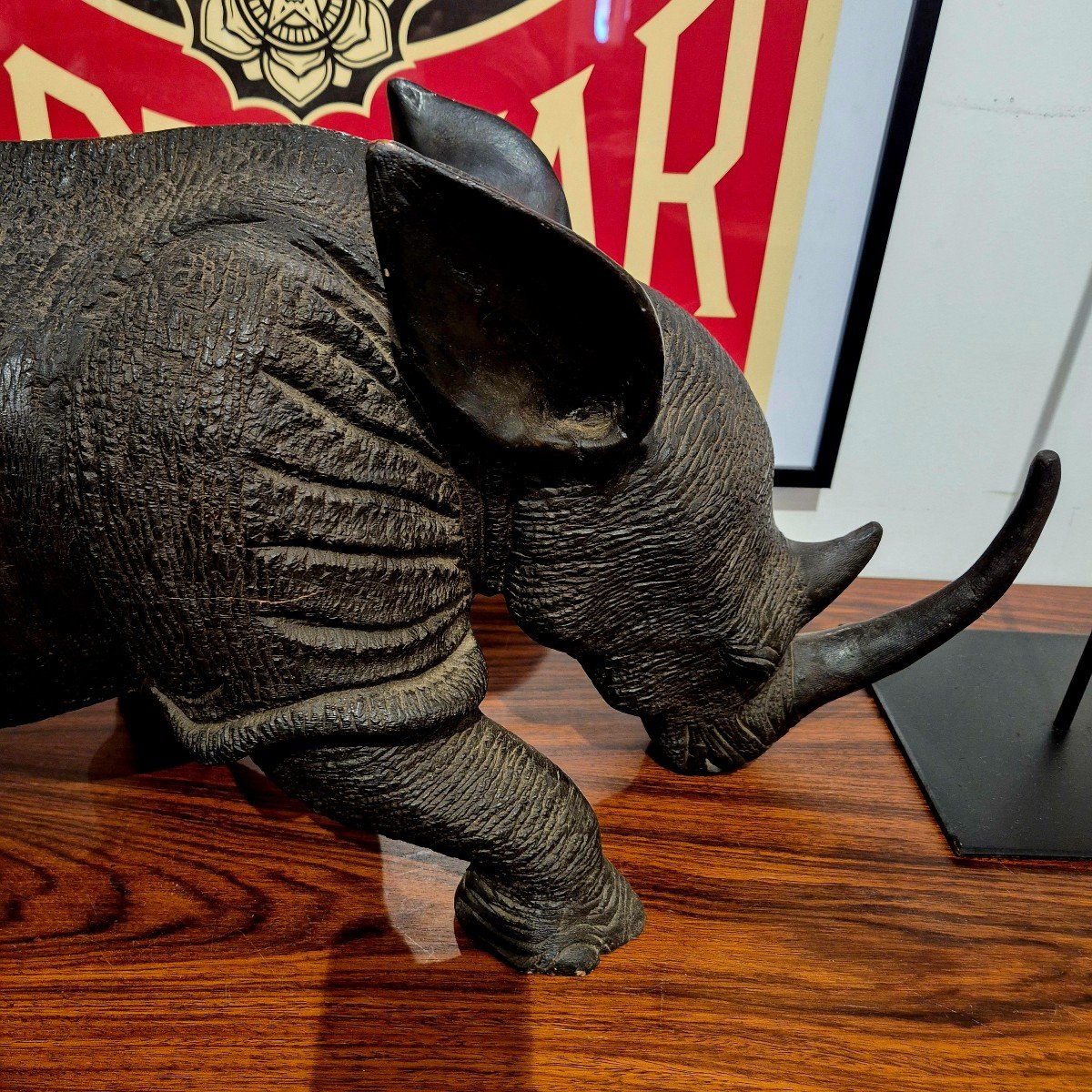 Carved Wooden Rhinoceros, Circa 1950 -photo-6