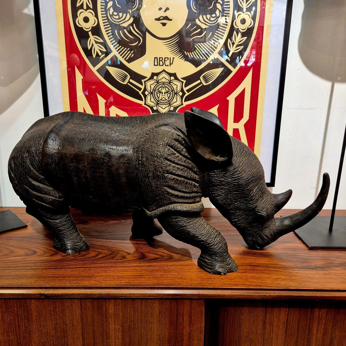 Carved Wooden Rhinoceros, Circa 1950 