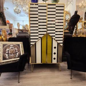 Modernist Style Cabinet In Polychrome Glass Marquetry, Murano, Circa 1950/1960