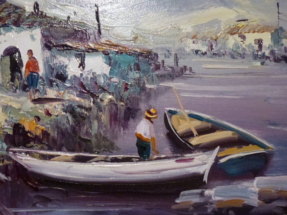 Alfred Sisquella (1900 - 1964) - Oil On Canvas - Lake Landscape-photo-6