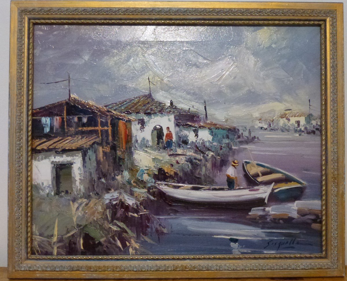 Alfred Sisquella (1900 - 1964) - Oil On Canvas - Lake Landscape