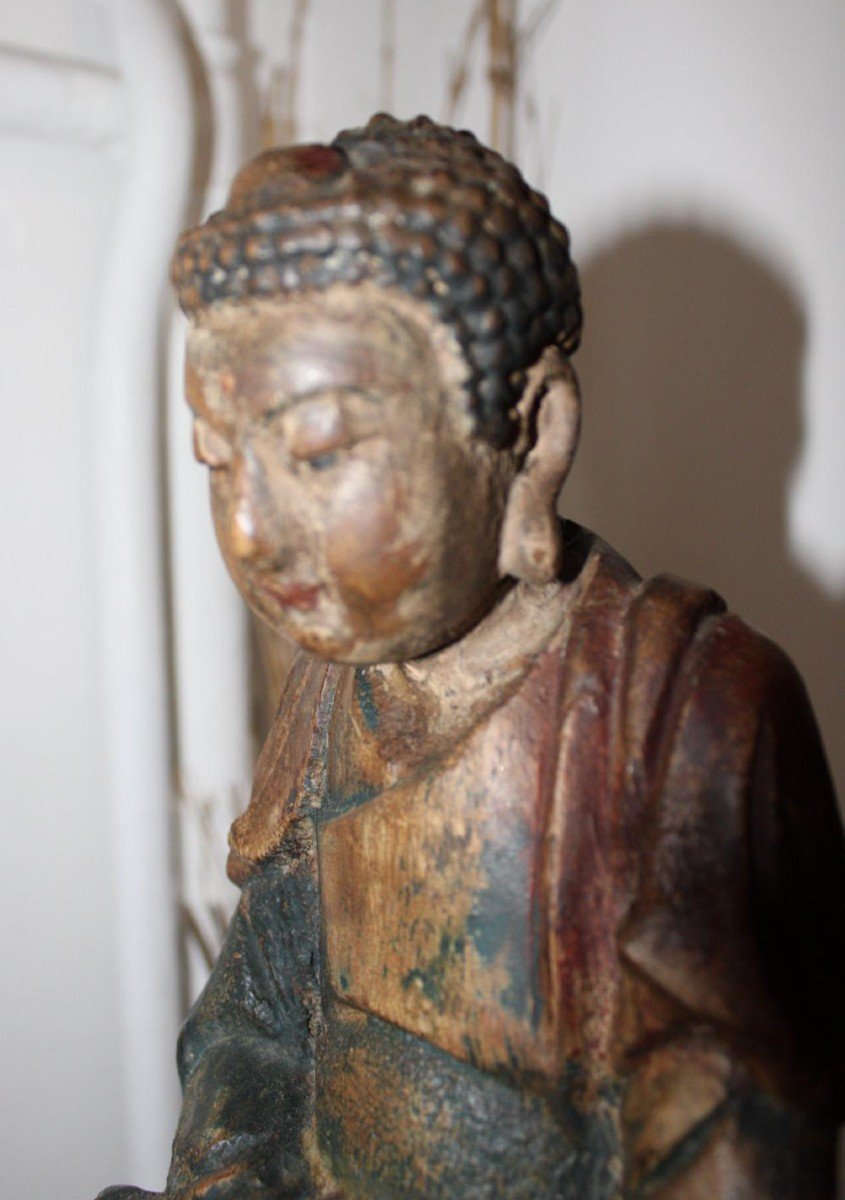 Bouddha Chine Bois Sculpté Début XXème    art asiatique