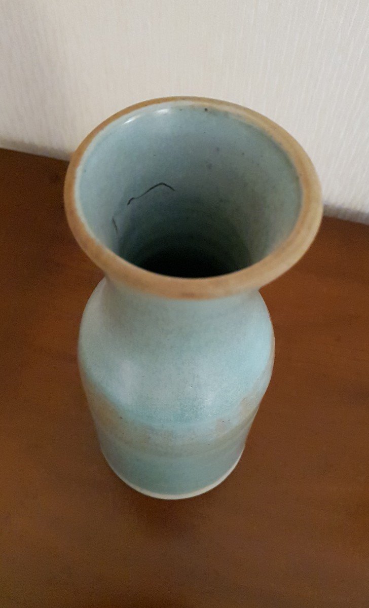 20th Century Ceramic - Monogrammed Green Vase Vg-photo-4