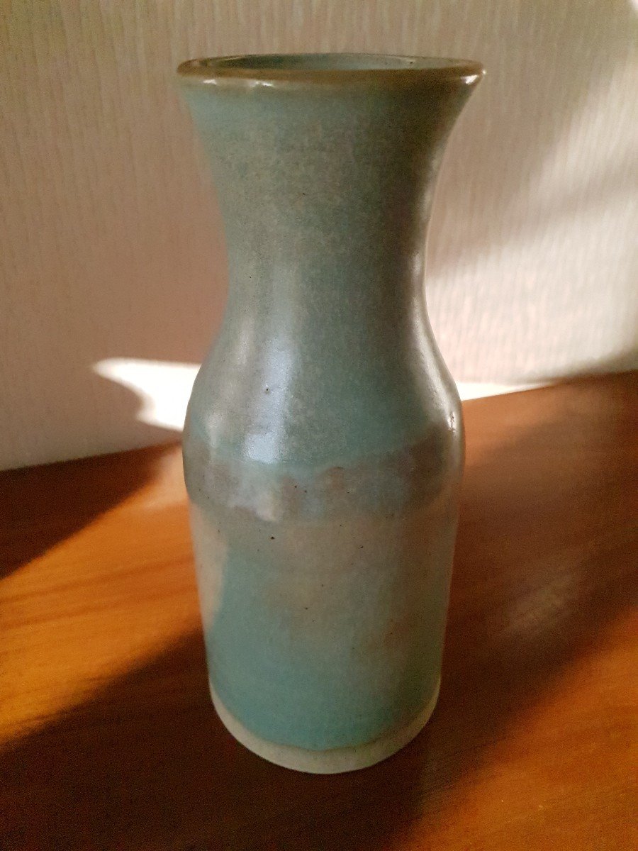 20th Century Ceramic - Monogrammed Green Vase Vg-photo-1