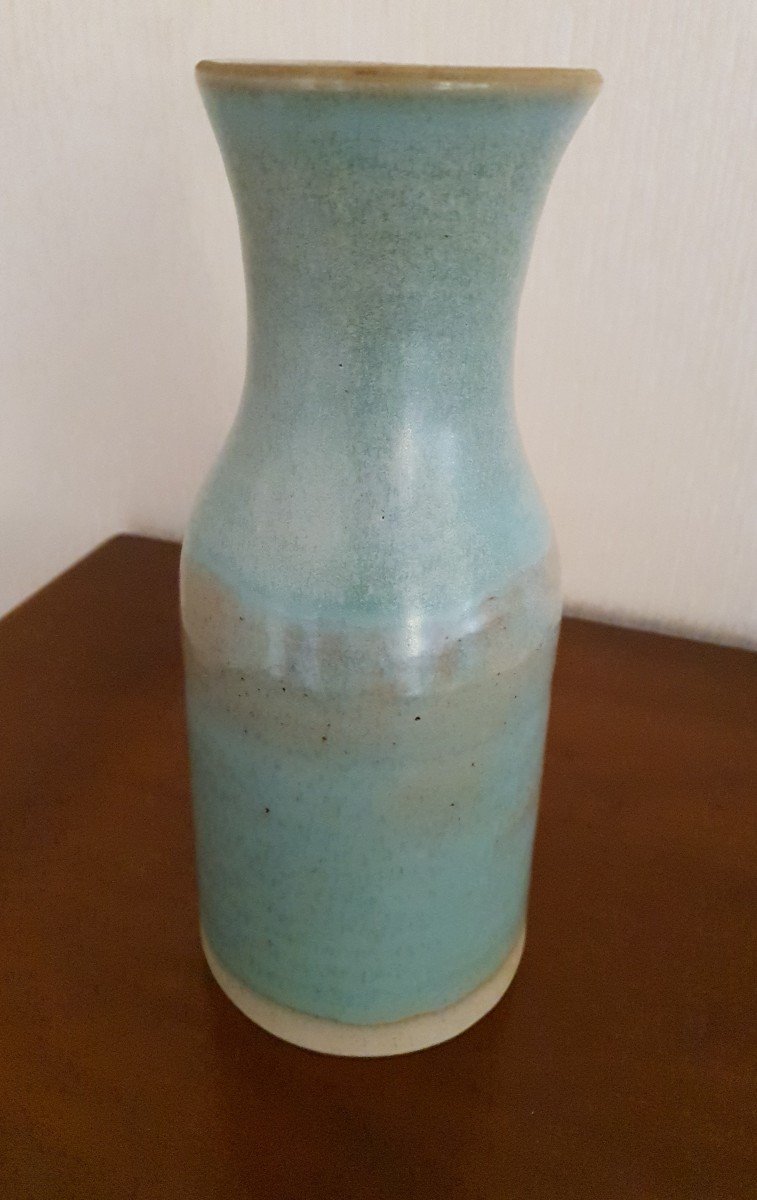 20th Century Ceramic - Monogrammed Green Vase Vg-photo-4