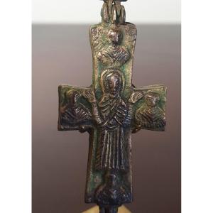 Encolpion - Grand Croix  - Christ - Bronze - Art Byzantin Du VIII Au XIème