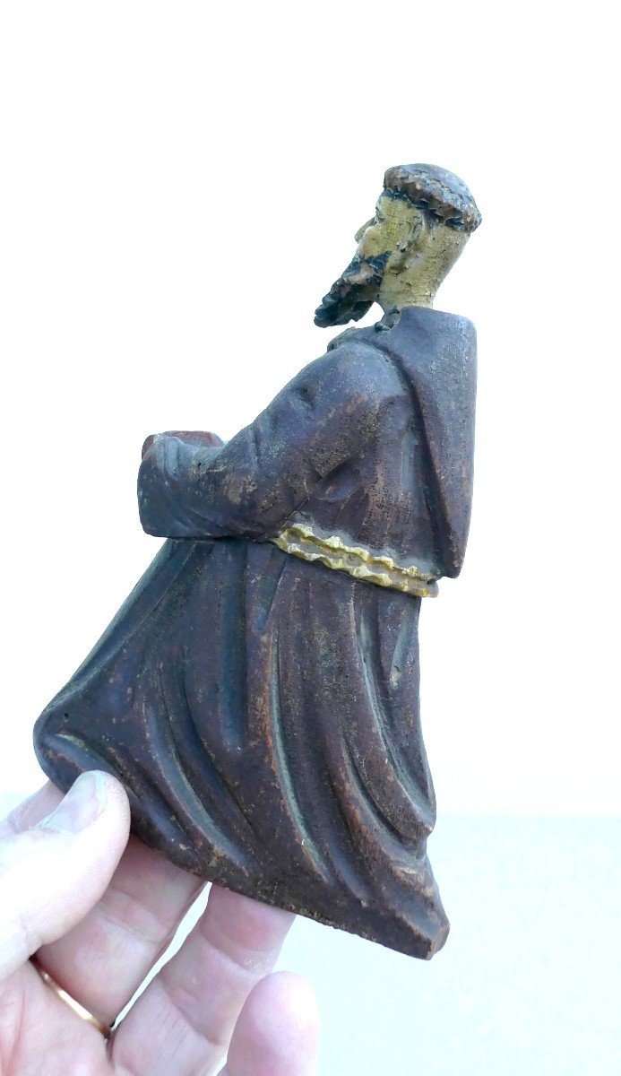 Carved Wooden Bell, Nodding Head Monk, 18th Century Convent Work-photo-2