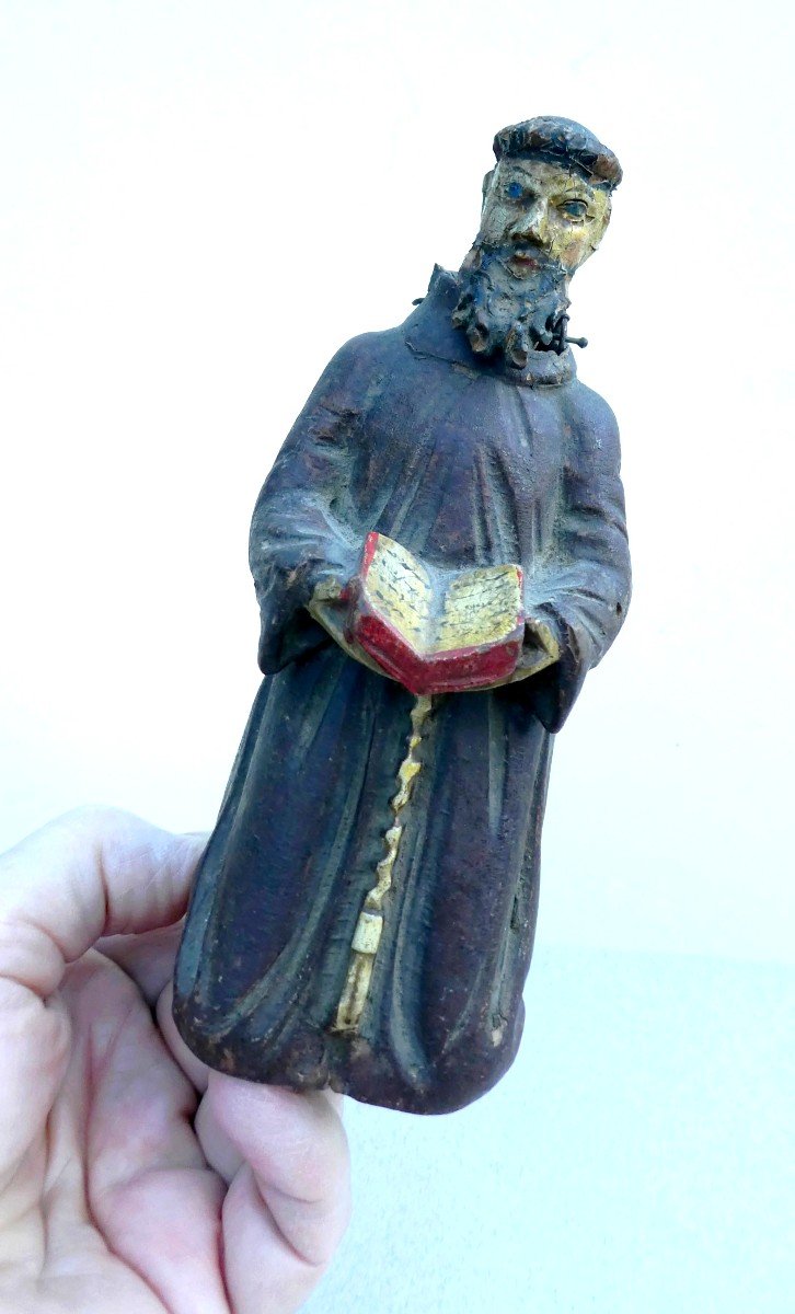 Carved Wooden Bell, Nodding Head Monk, 18th Century Convent Work