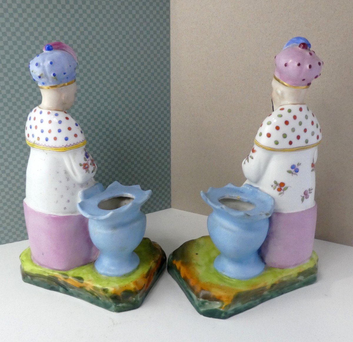 Couple Chinois Porcelaine De Paris, Sujets Polychromes Vers 1840, Intacts-photo-1