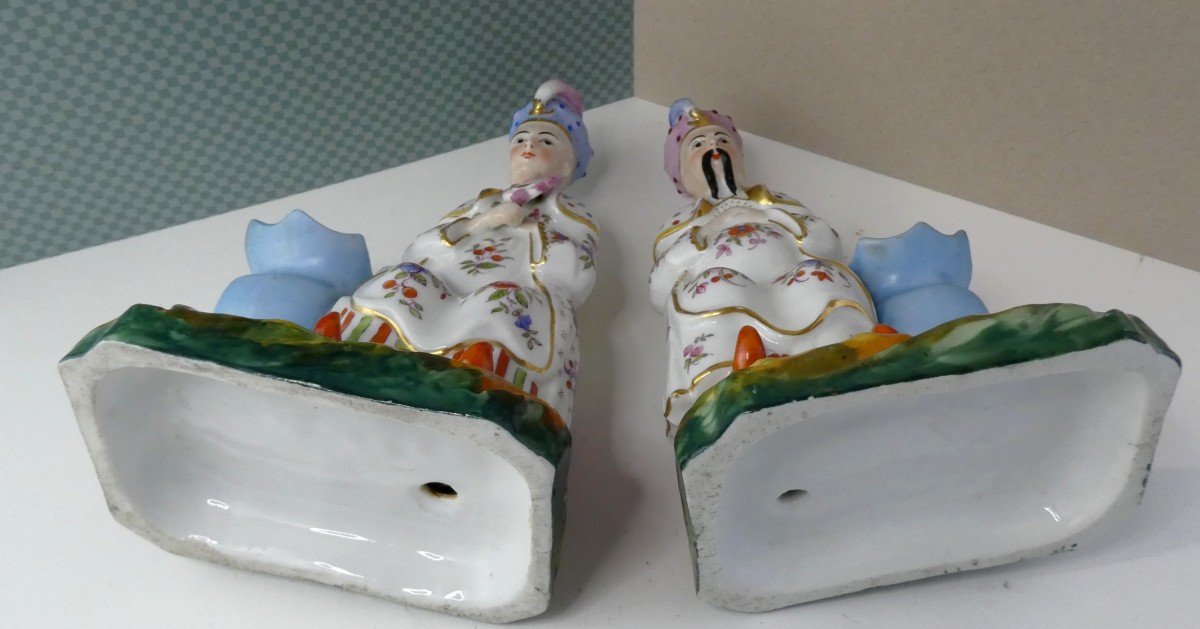 Couple Chinois Porcelaine De Paris, Sujets Polychromes Vers 1840, Intacts-photo-2