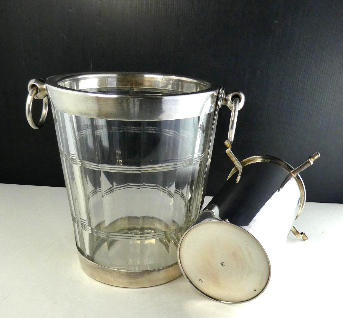 Goldsmith Refresher Bucket, Baccarat Crystal, Hallmark, Art Deco Period-photo-2