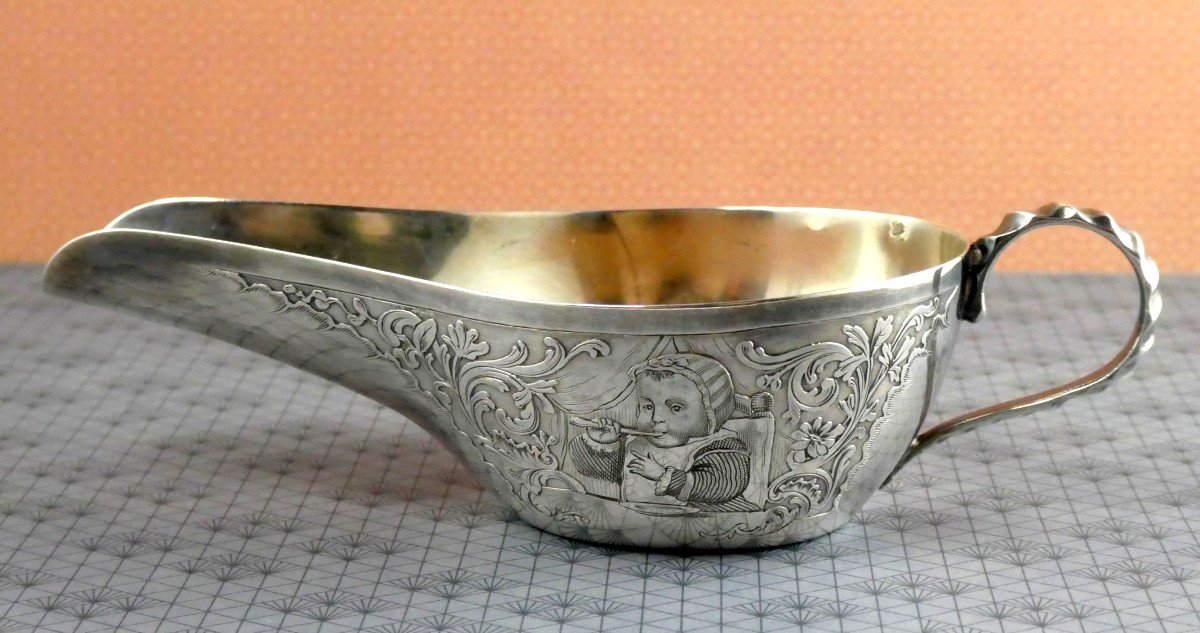 Medical: Amazing Baby Milk Tasting Cup, French Silver Minerve, 1900