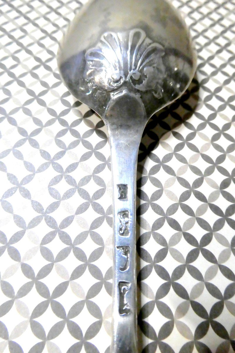 Georgian Marrow Spoon, Chiseled Shell, London, 1766, Chawner Frères-photo-2