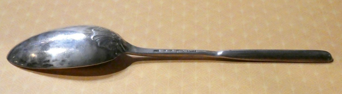 Georgian Marrow Spoon, Chiseled Shell, London, 1766, Chawner Frères-photo-3