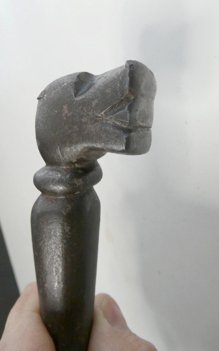 Forged Door Hammer, 17th Century, Dog Head Knocker, Auvergne-photo-4