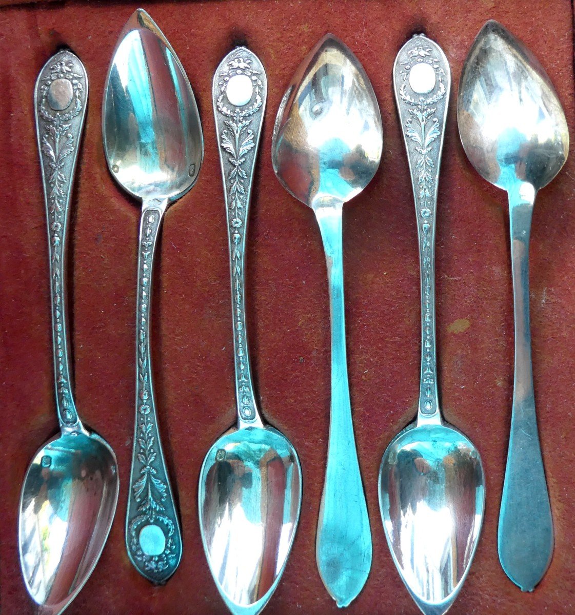 Pretty Tea Spoons, Case Of 6, Goldsmith Cottat, Paris Circa 1835-photo-4