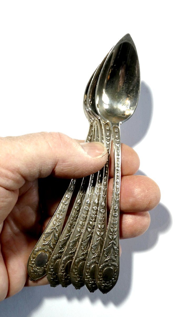 Pretty Tea Spoons, Case Of 6, Goldsmith Cottat, Paris Circa 1835