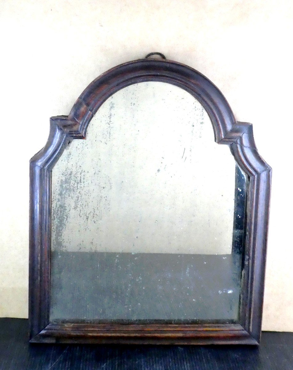 Small Louis XV Period Mirror, Silver Leaf, Fruit Wood Moldings