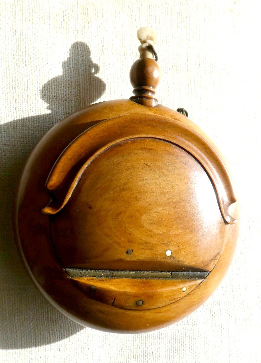  Turned Boxwood Snuff Treen, Late 19th C, Amazing Model-photo-4