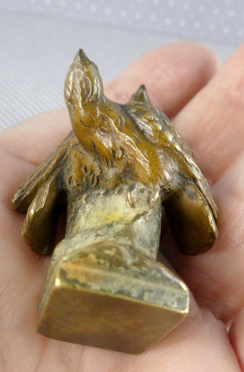 Bronze De Vienne Polychrome : Cachet Aux Deux Aigles, Vers 1900-photo-1
