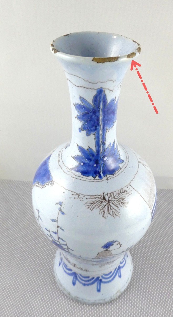 Beautiful Earthenware Bottle From Nevers, 17th Century, Good Condition-photo-3