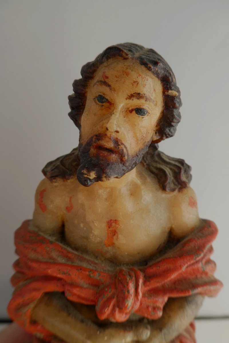 Poignant Ecce Homo, Albâtre Polychrome, Italie Du Sud, 18es, état De Découverte  -photo-3